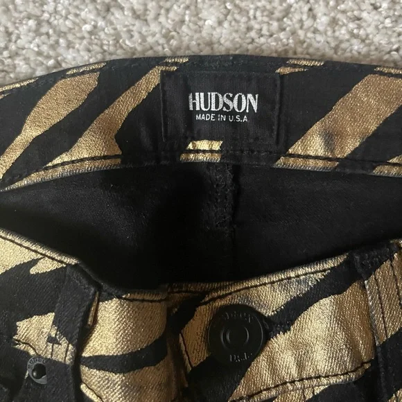 Hudson Nico Black & Gold Zebra Print Jeans Size 24 - Picture 4 of 12